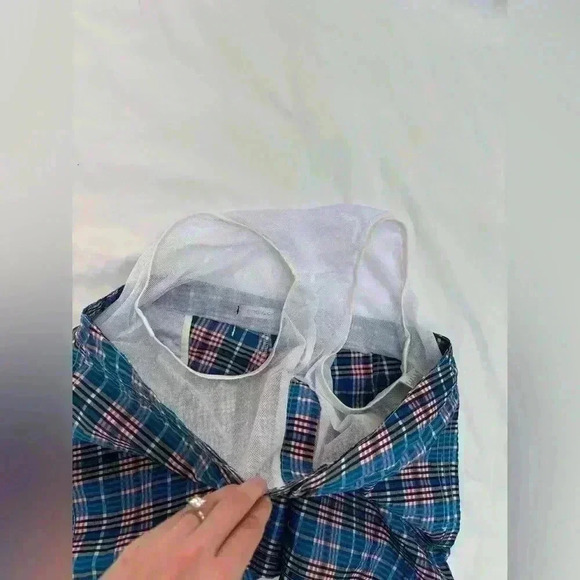 Bugatchi NEW Men’s Red White and Blue Plaid Textured Lightweight Swim Trunks - Picture 8 of 13